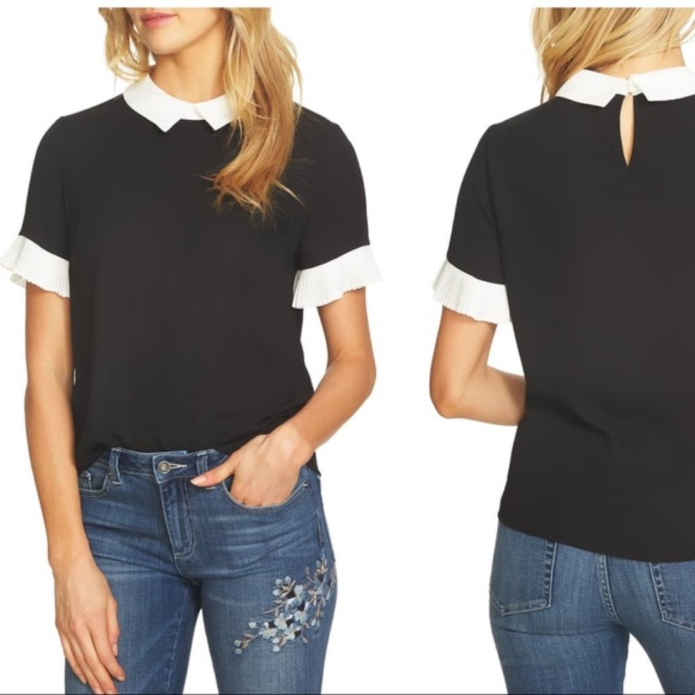 CeCe Colorblocked Collared Blouse - Picture 2 of 11